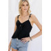 Cutout Detail Ruched Twist Bow Sweetheart Neckline Smocked Back Ribbon Tie Spaghetti Strap Cami Top
