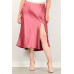 Solid High-waist Skirt With Button Trim And Side Slit