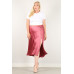 Solid High-waist Skirt With Button Trim And Side Slit