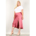 Solid High-waist Skirt With Button Trim And Side Slit
