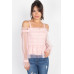 Sheer Mesh Open Shoulder Top