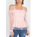 Sheer Mesh Open Shoulder Top
