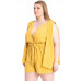 Shimmer Fabric Draped Open Sleeve Romper