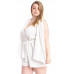 Shimmer Fabric Draped Open Sleeve Romper