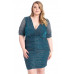 Ribbed Shimmer Shirring Mini Dress