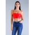 Sexy Spaghetti Strap Darted Under Bust Crop Top