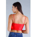 Sexy Spaghetti Strap Darted Under Bust Crop Top