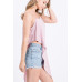 Solid Knit Top Is Fearing A Round Neckline And Side Hi-low