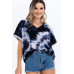 Tie-dye Top Featured In A V-neckline And Cuff Sort Sleeves
