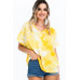 Tie-dye Top Featured In A V-neckline And Cuff Sort Sleeves