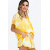 Tie-dye Top Featured In A V-neckline And Cuff Sort Sleeves