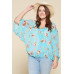 Plus Size Floral Chiffon Sheer Surplice Top