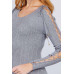 Long Sleeve W/strappy Detail Round Neck Rib Sweater Top