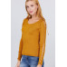 Long Sleeve W/strappy Detail Round Neck Rib Sweater Top