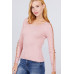 Long Sleeve W/strappy Detail Round Neck Rib Sweater Top