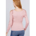 Long Sleeve W/strappy Detail Round Neck Rib Sweater Top