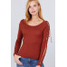 Long Sleeve W/strappy Detail Round Neck Rib Sweater Top