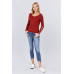 Long Sleeve W/strappy Detail Round Neck Rib Sweater Top