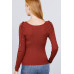 Long Sleeve W/strappy Detail Round Neck Rib Sweater Top