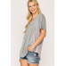 Rib Knit Mixed Dolman Sleeve Top With Round Hem