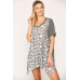 Star Textured Knit Mixed Tunic Top With Shark Bite Hem