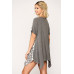 Star Textured Knit Mixed Tunic Top With Shark Bite Hem