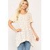 Star Textured Knit Mixed Tunic Top With Shark Bite Hem