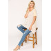 Star Textured Knit Mixed Tunic Top With Shark Bite Hem