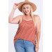 Sleeveless Multi Color Rib Fabric Tank Top