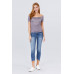 Short Sleeve Off The Shoulder Smocked Rayon Spandex Top