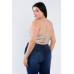 Plus Size Open Stripe Back Cami Strap Athletic Lounge Bra