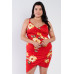 Plus Size Floral Print V-neck Cinched Size Chic Mini Dress