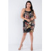 Plus Size Criss-cross Open Back Mini Floral Print Dress
