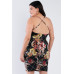 Plus Size Criss-cross Open Back Mini Floral Print Dress