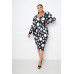 Polka Dot Drop Waist Ruched Midi Dress