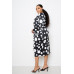 Polka Dot Drop Waist Ruched Midi Dress