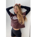 Burgundy And Black "j'adore" Silver Graphic Hoodie Top