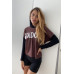 Burgundy And Black "j'adore" Silver Graphic Hoodie Top