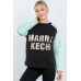 Contrast Sleeve Curved Hem Sweater
