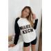 Contrast Sleeve Curved Hem Sweater