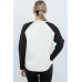 Contrast Sleeve Curved Hem Sweater