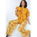 High Waist Plaid Print Wide Leg Pants