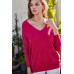V Neck 3/4 Sleeve Side Slit Hi-lo Sweater