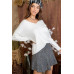 V Neck 3/4 Sleeve Side Slit Hi-lo Sweater