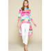 Tie-dye Venechia High Low Fashion Top With 3/4 Sleeves