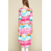 Tie-dye Venechia High Low Fashion Top With 3/4 Sleeves