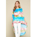 Tie-dye Venechia High Low Fashion Top With 3/4 Sleeves