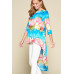 Tie-dye Venechia High Low Fashion Top With 3/4 Sleeves