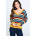 Multi-colored Variegated Striped Knit Sweater