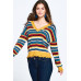 Multi-colored Variegated Striped Knit Sweater